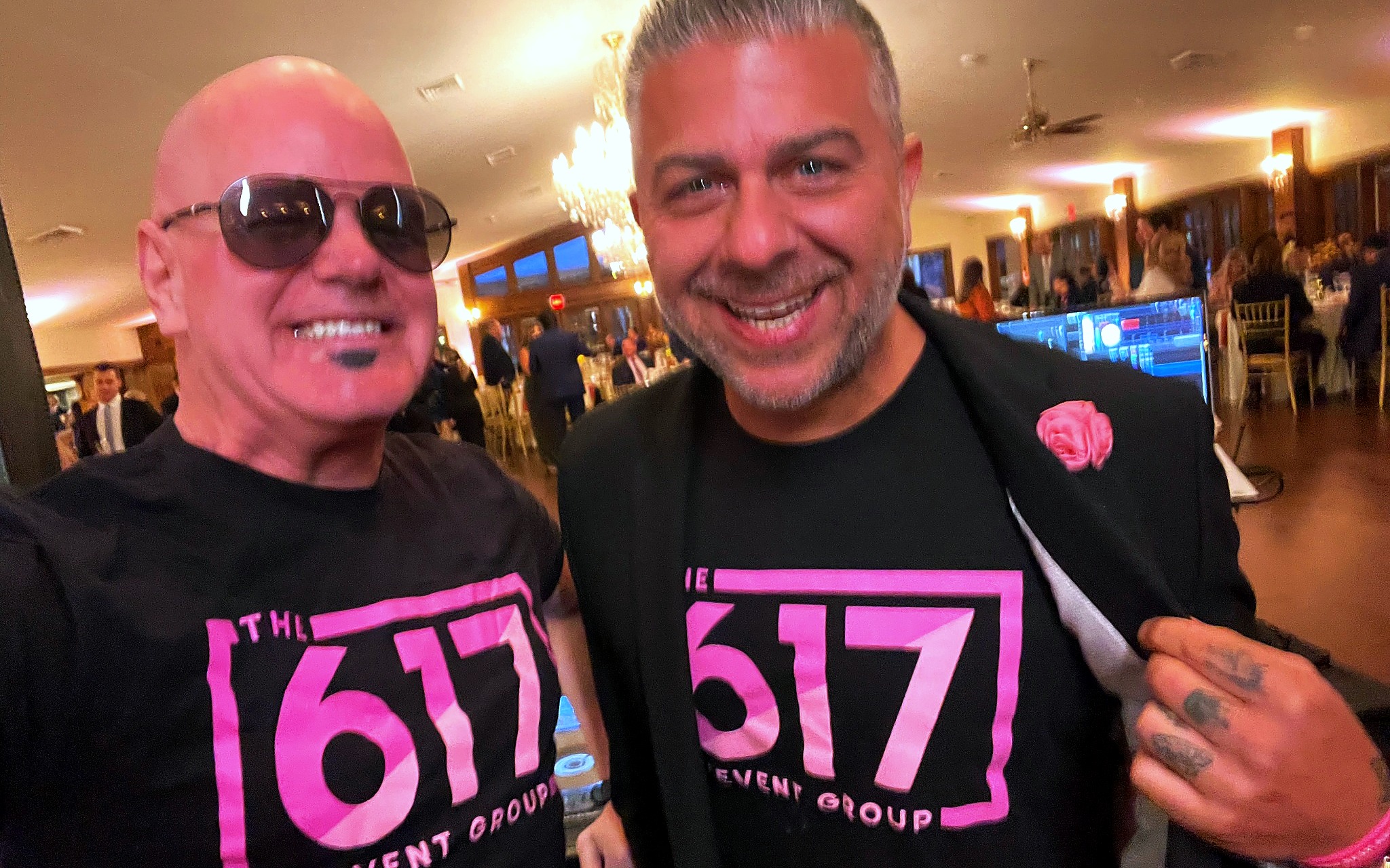 Mashup Charlie and the 617 Event Group boss in pink shirts